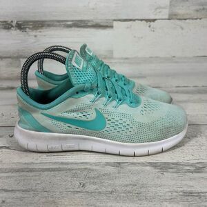 Nike Free Womens Lace-Up Athlete Turquoise Running Shoes Multi-Color Size‎ 4Y
